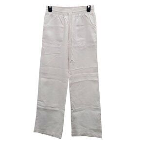 Allen Allen Women's Y2K White Pull On 100% Linen Causal Leg Resort Wear Pants XS